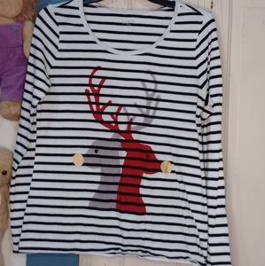 Loft outlet Boden Christmas Breton black striped size M long sleeve . Excellent.